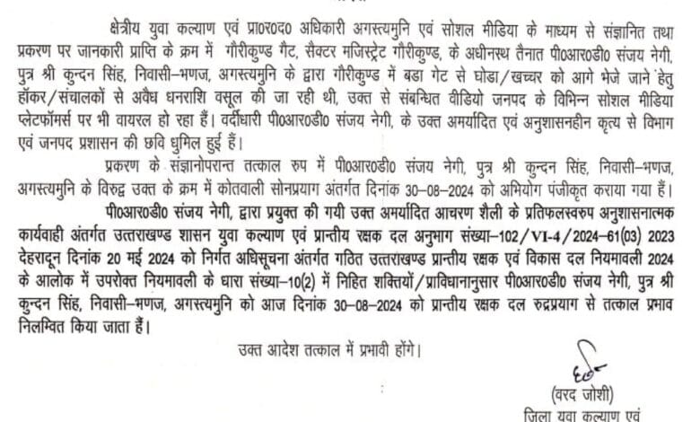 उत्तराखंड: पीआरडी जवान ने घोड़े खच्चर वालों से वसूले पैसे, वीडियो वायरल होने पर रुद्रप्रयाग ने किया सस्पेंड